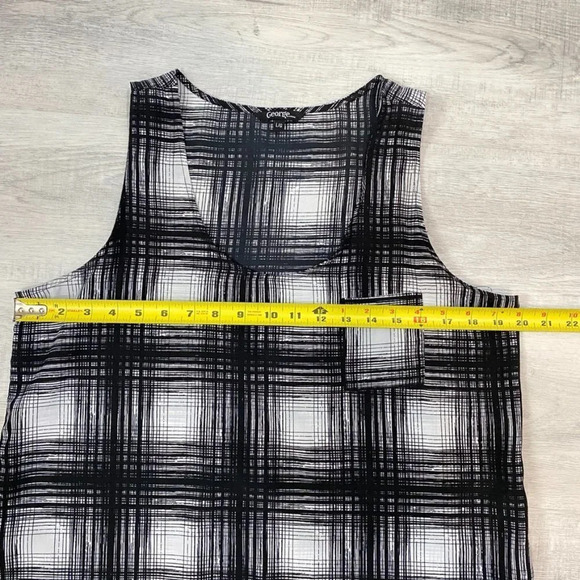 George Gingham Crosshatch Plaid Print Sleeveless Blouse in Black/White Size L - Picture 6 of 11